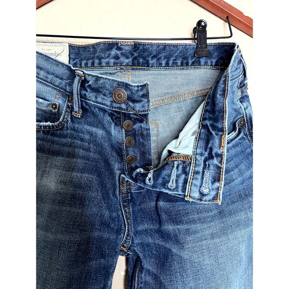 Abercrombie mens size 30 X 32 jeans slim straight some distress on ankless - Picture 3 of 11